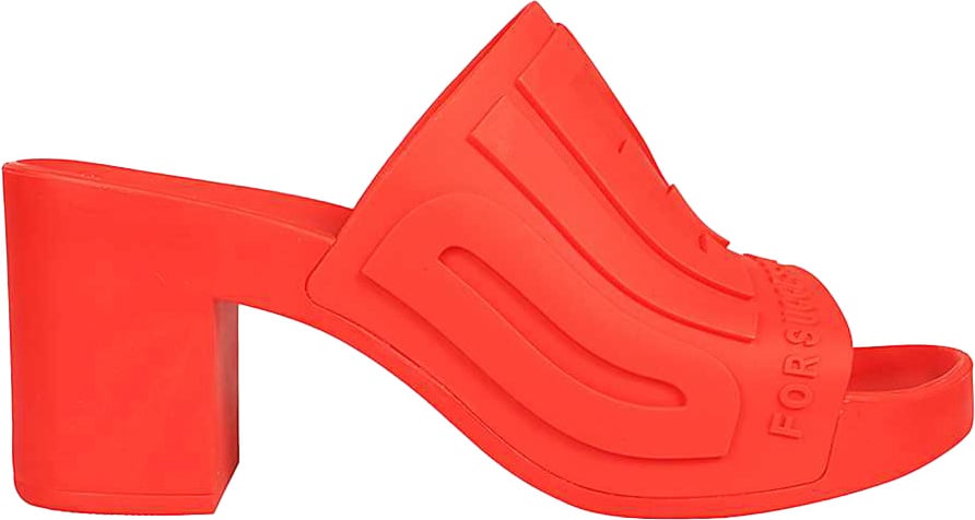 Diesel Logo detail rubber mules Rood