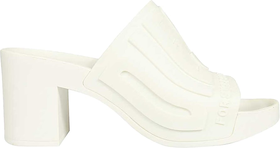 Diesel Logo detail rubber mules Wit