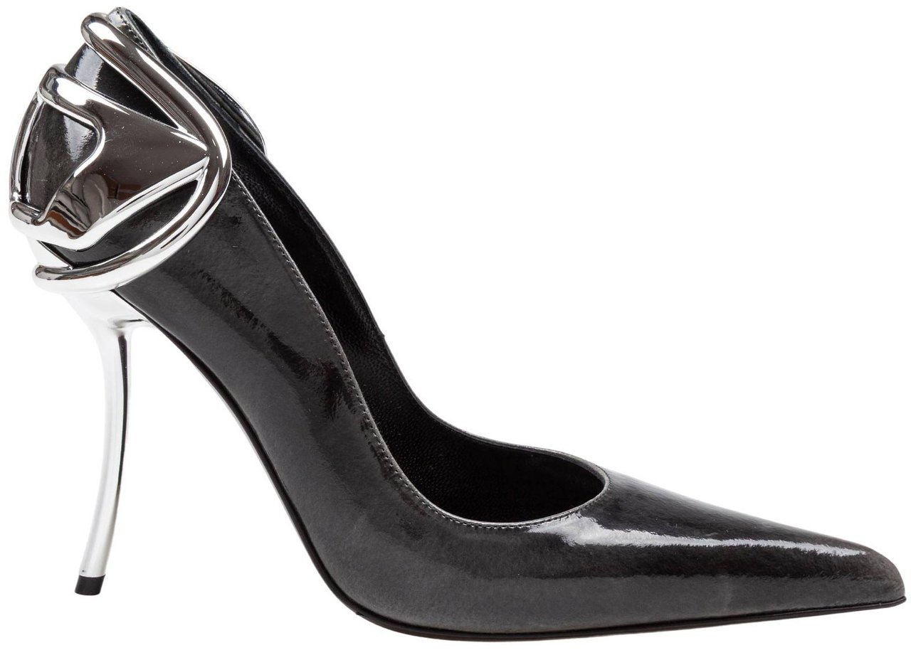 Diesel Diesel patent leather pumps with curved heel black Zwart