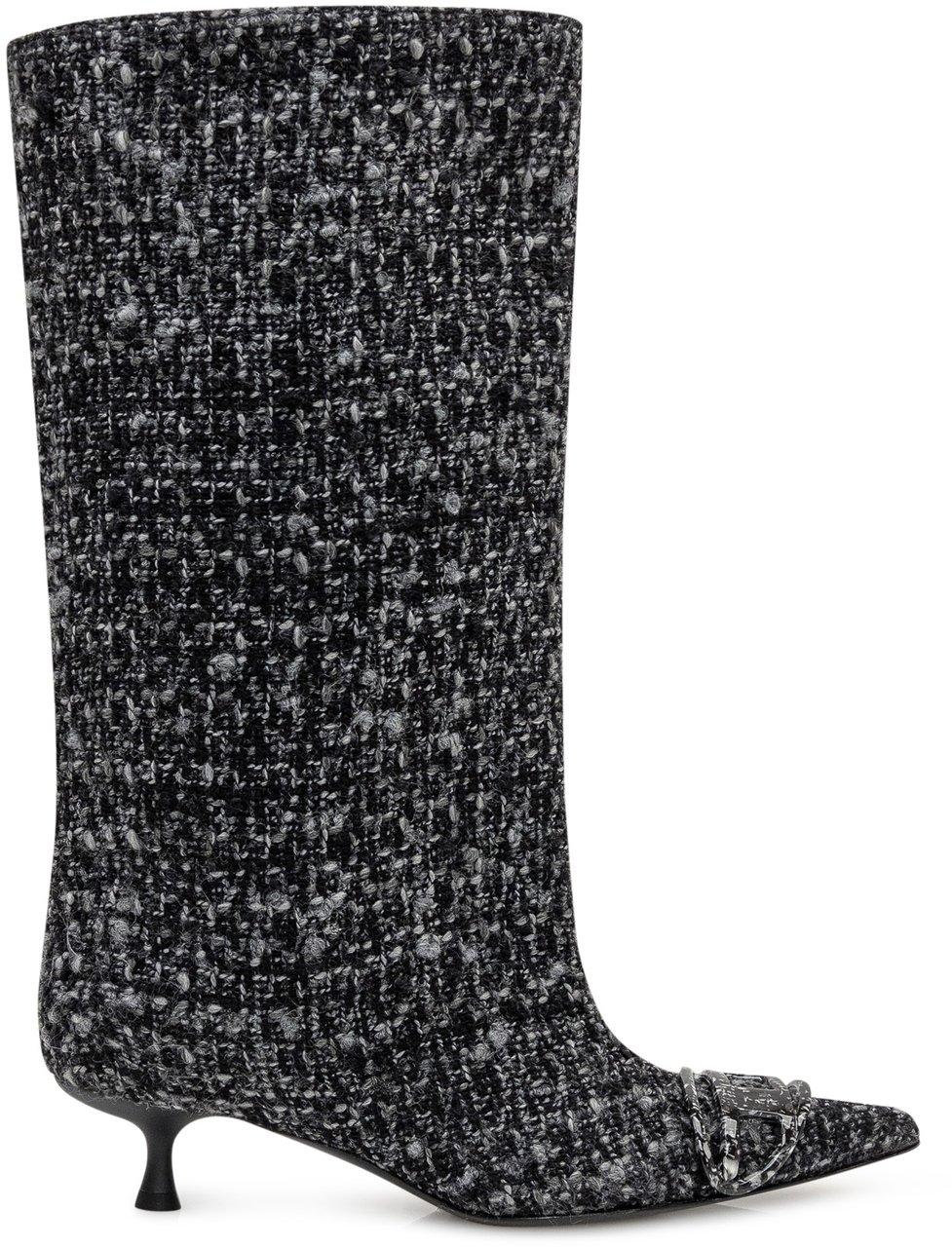 Diesel Diesel Stivali in Tweed con Tacco Kitten e Fibbia Zwart