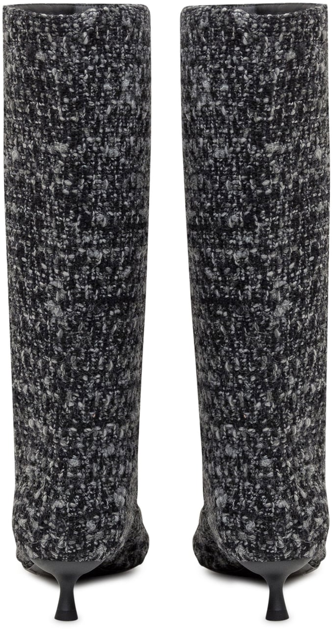 Diesel Diesel Stivali in Tweed con Tacco Kitten e Fibbia Zwart