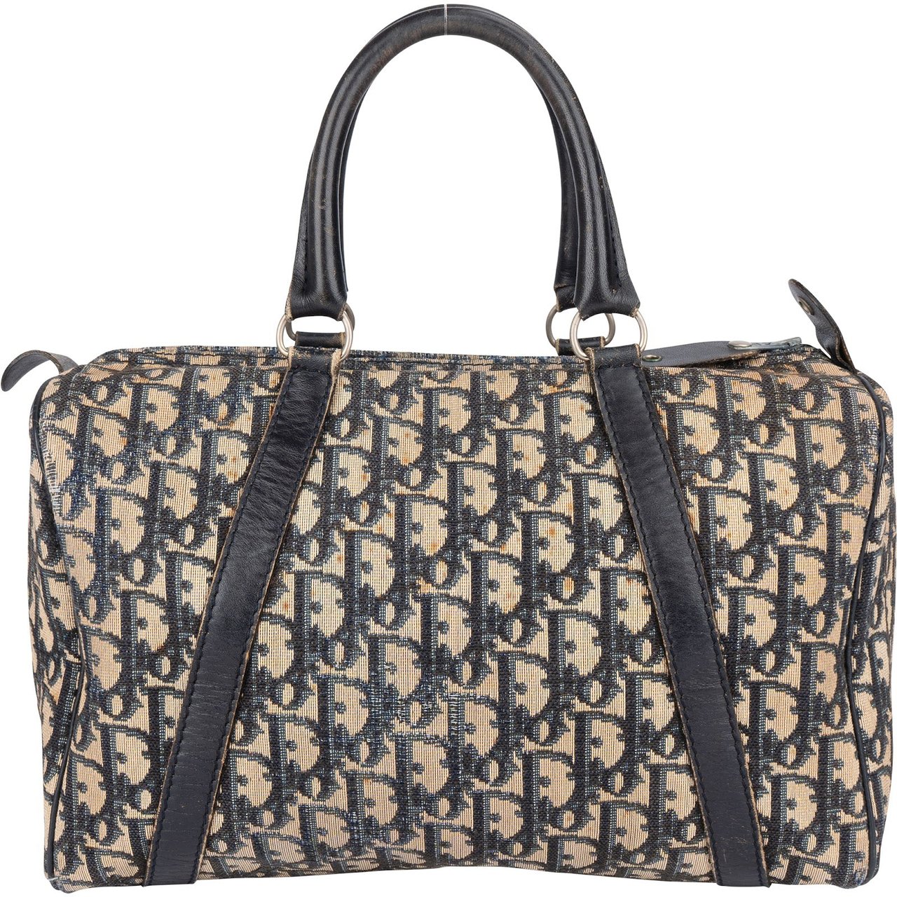 Dior Christian Dior Trotter Monogram Canvas Boston Handbag Blauw