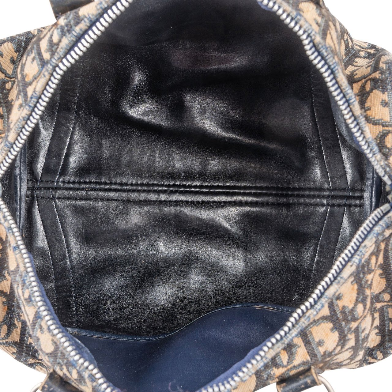 Dior Christian Dior Trotter Monogram Canvas Boston Handbag Blauw