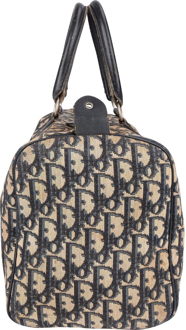 Dior Christian Dior Trotter Monogram Canvas Boston Handbag Blauw