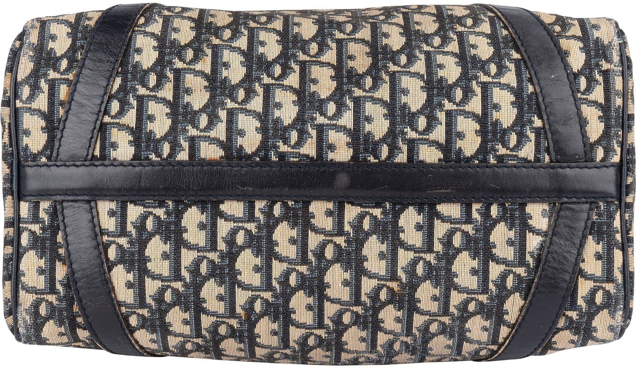 Dior Christian Dior Trotter Monogram Canvas Boston Handbag Blauw