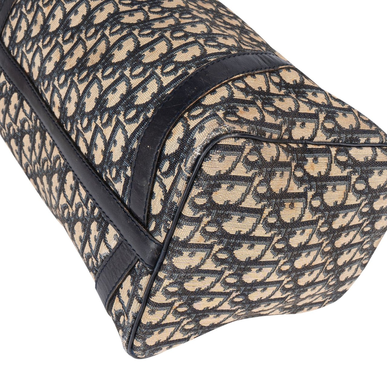 Dior Christian Dior Trotter Monogram Canvas Boston Handbag Blauw