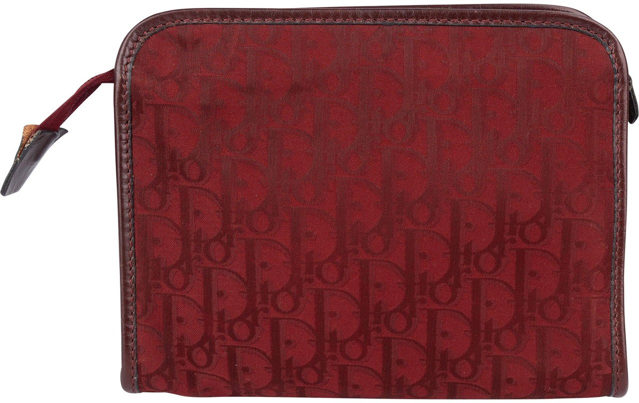 Dior Christian Dior Trotter Monogram Canvas Pouch Maroon