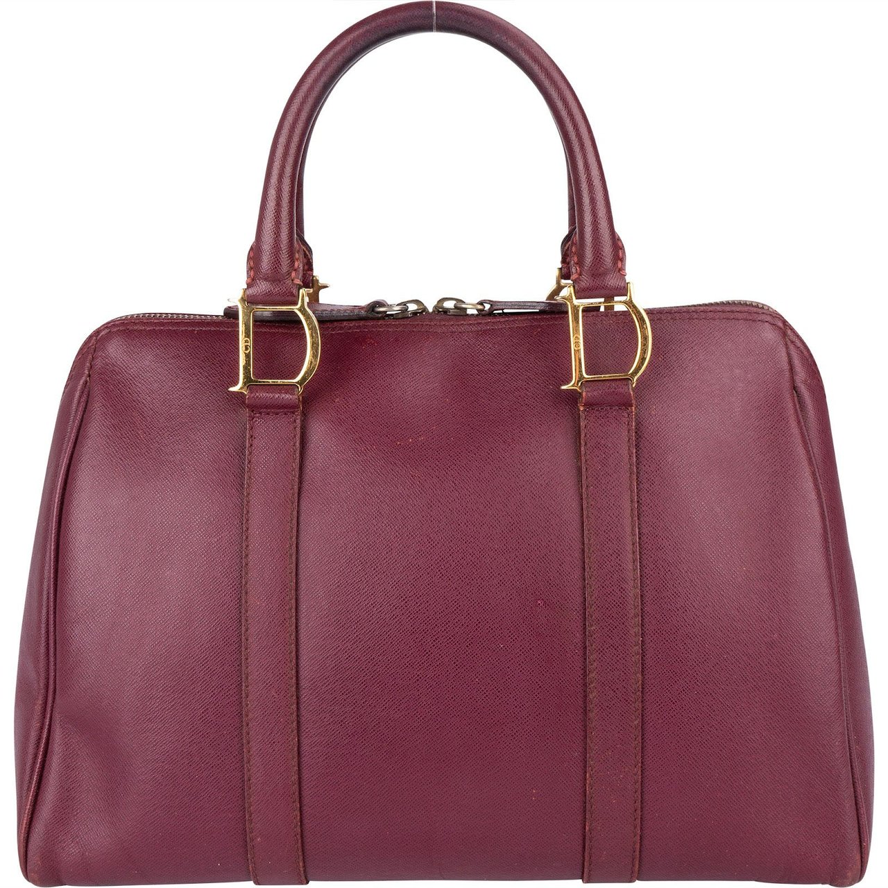 Dior Christian Dior Textured Saffiano Leather Vintage Boston Handbag Paars