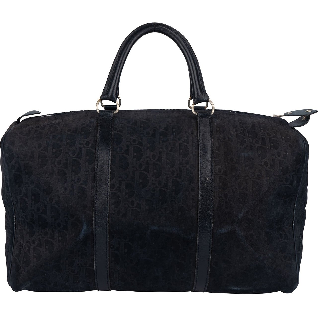 Dior Christian Dior Monogram Suede Trotter Boston 50 Weekender Bag Zwart