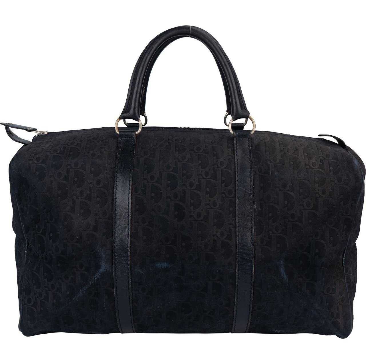 Dior Christian Dior Monogram Suede Trotter Boston 50 Weekender Bag Zwart