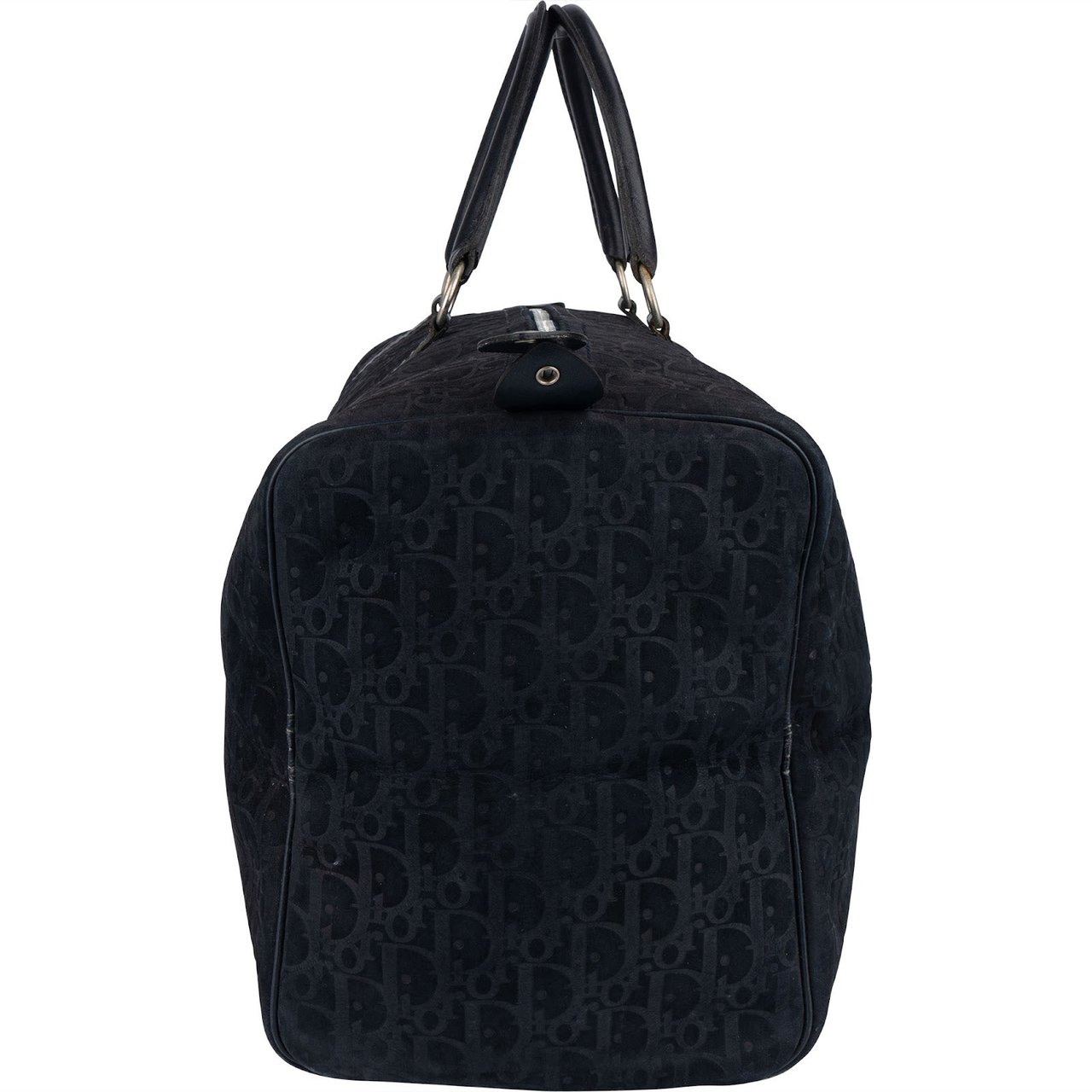 Dior Christian Dior Monogram Suede Trotter Boston 50 Weekender Bag Zwart