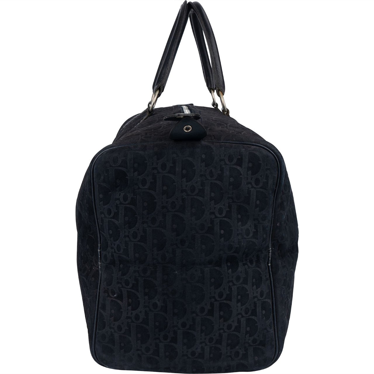 Dior Christian Dior Monogram Suede Trotter Boston 50 Weekender Bag Zwart