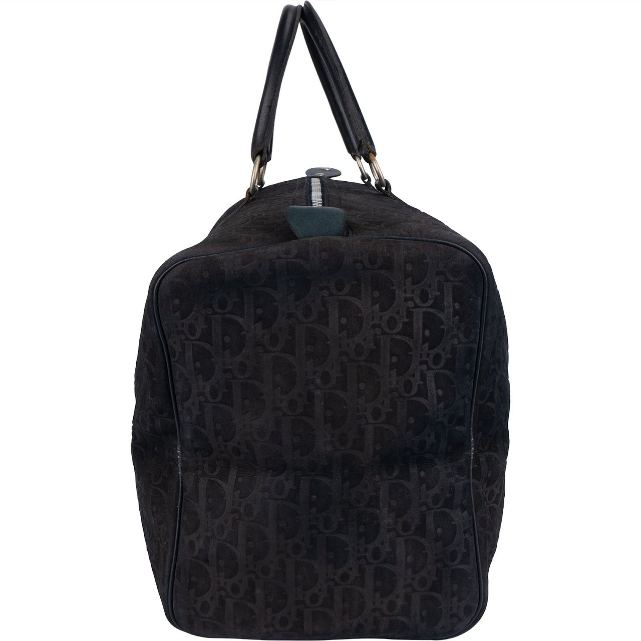 Dior Christian Dior Monogram Suede Trotter Boston 50 Weekender Bag Zwart