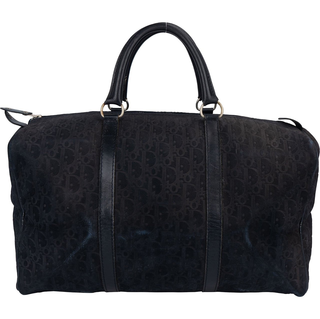 Dior Christian Dior Monogram Suede Trotter Boston 50 Weekender Bag Zwart