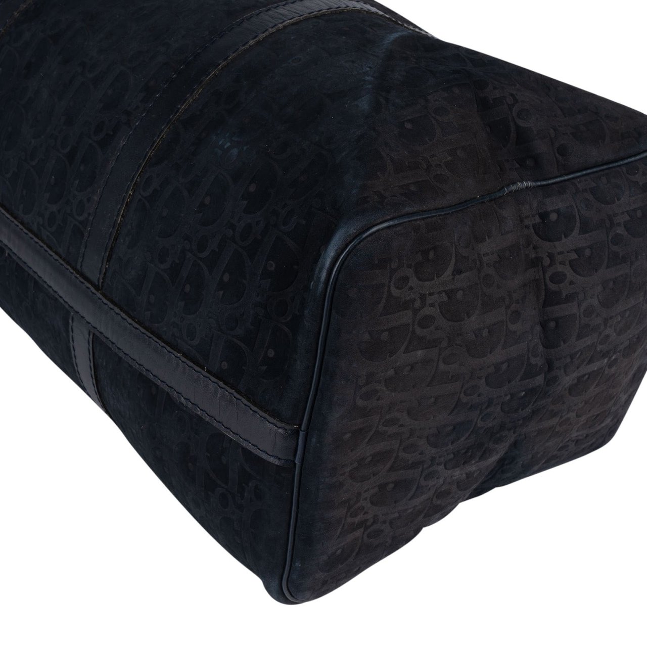 Dior Christian Dior Monogram Suede Trotter Boston 50 Weekender Bag Zwart