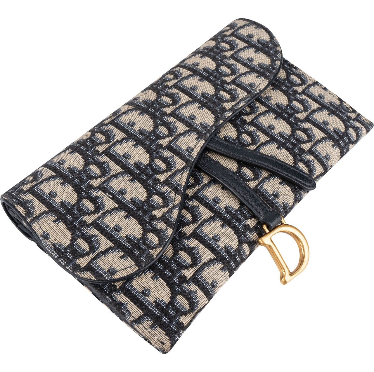 Dior Christian Dior Trotter Monogram Saddle Wallet On Chain Shoulder Bag Blauw