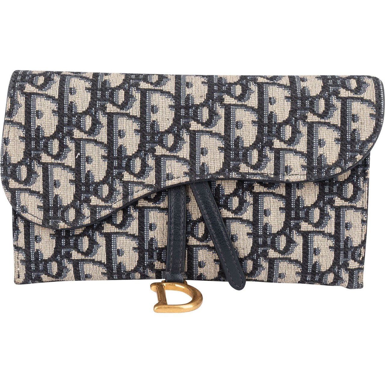 Dior Christian Dior Trotter Monogram Saddle Wallet On Chain Shoulder Bag Blauw