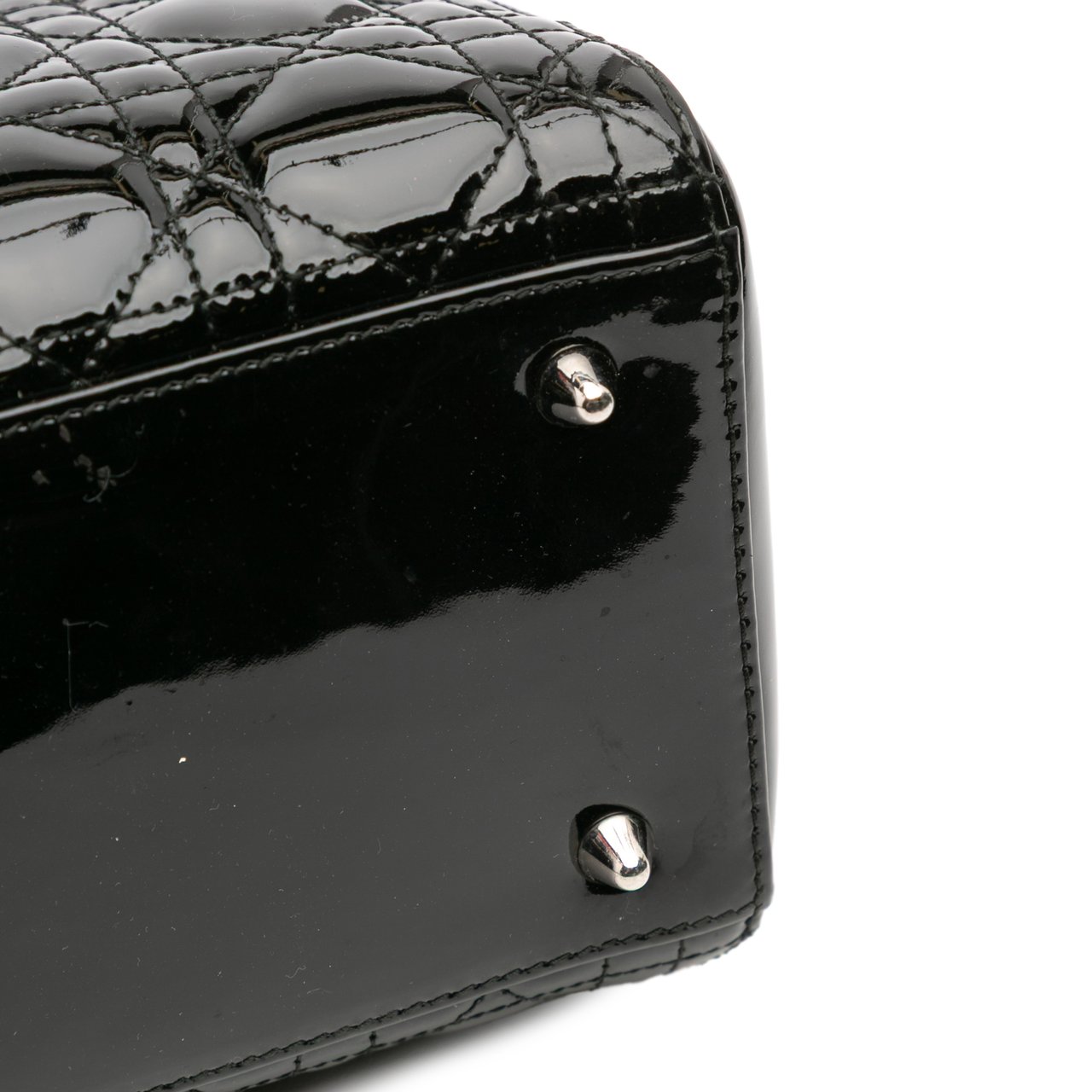 Dior Medium Patent Cannage Lady Dior Zwart