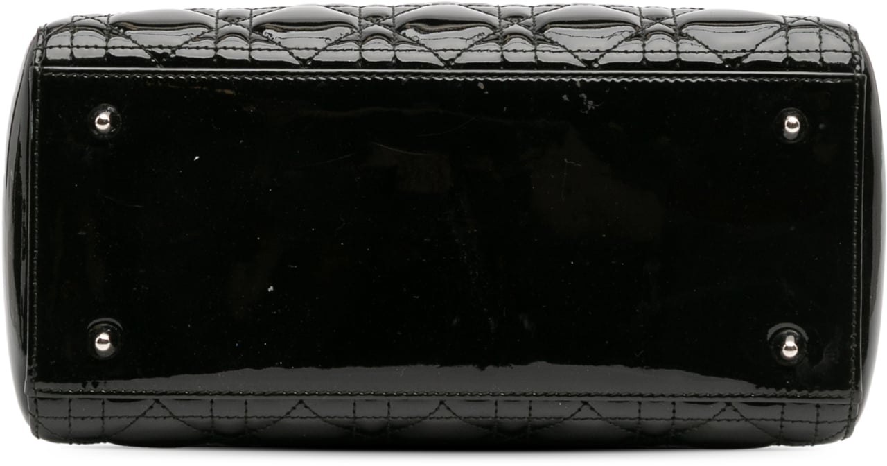 Dior Medium Patent Cannage Lady Dior Zwart
