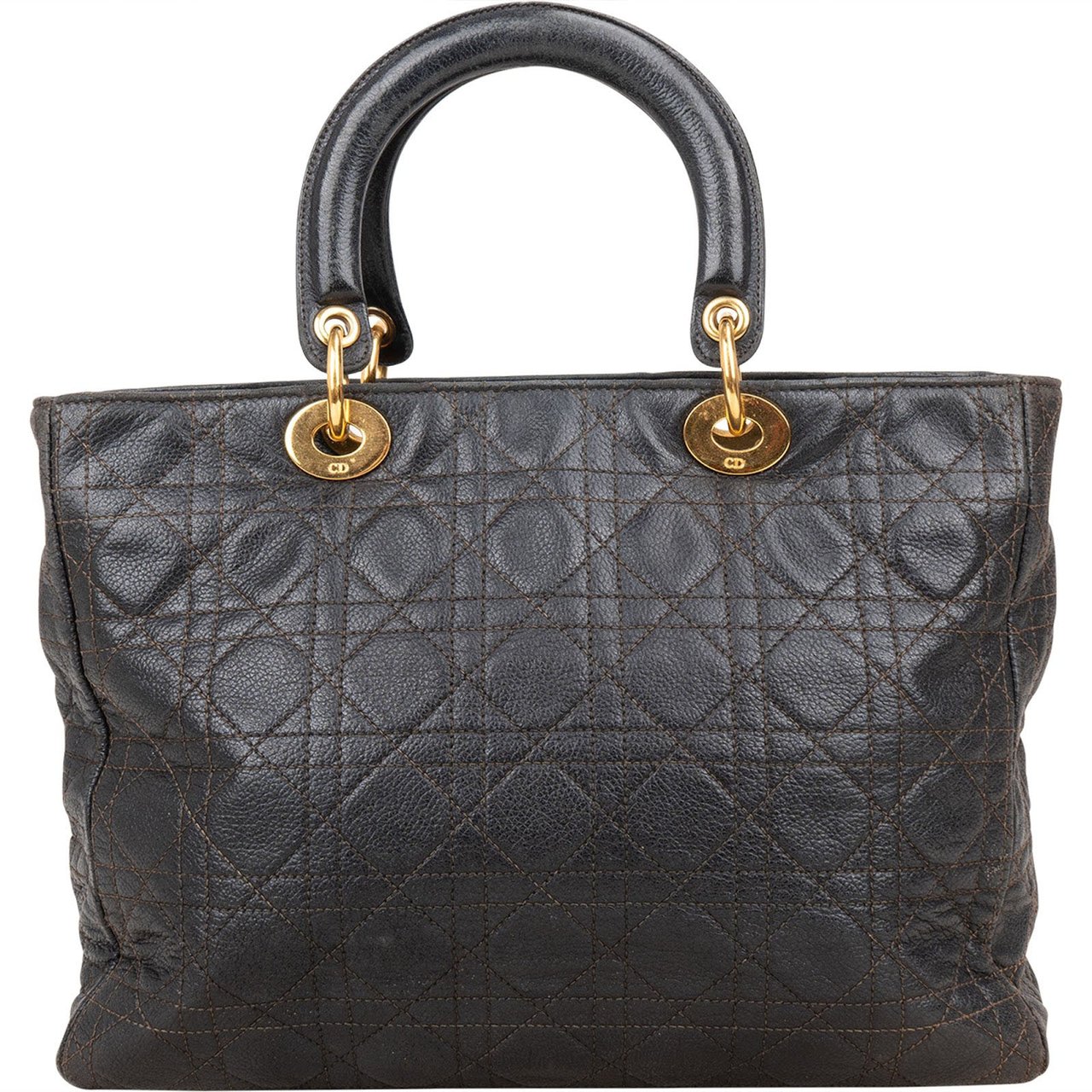 Dior Christian Dior Quilted Caviar Leather Lady Dior Handbag Zwart