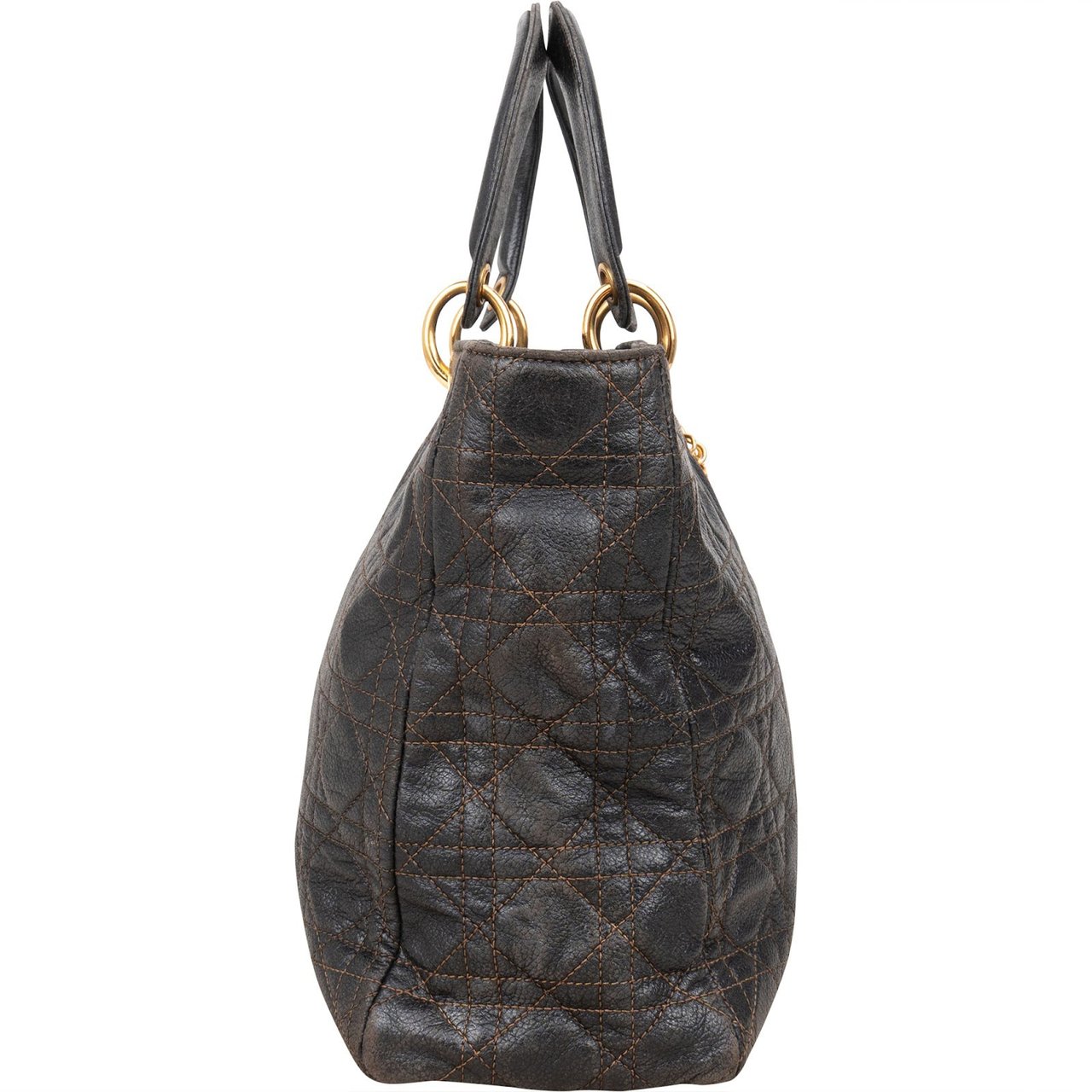 Dior Christian Dior Quilted Caviar Leather Lady Dior Handbag Zwart