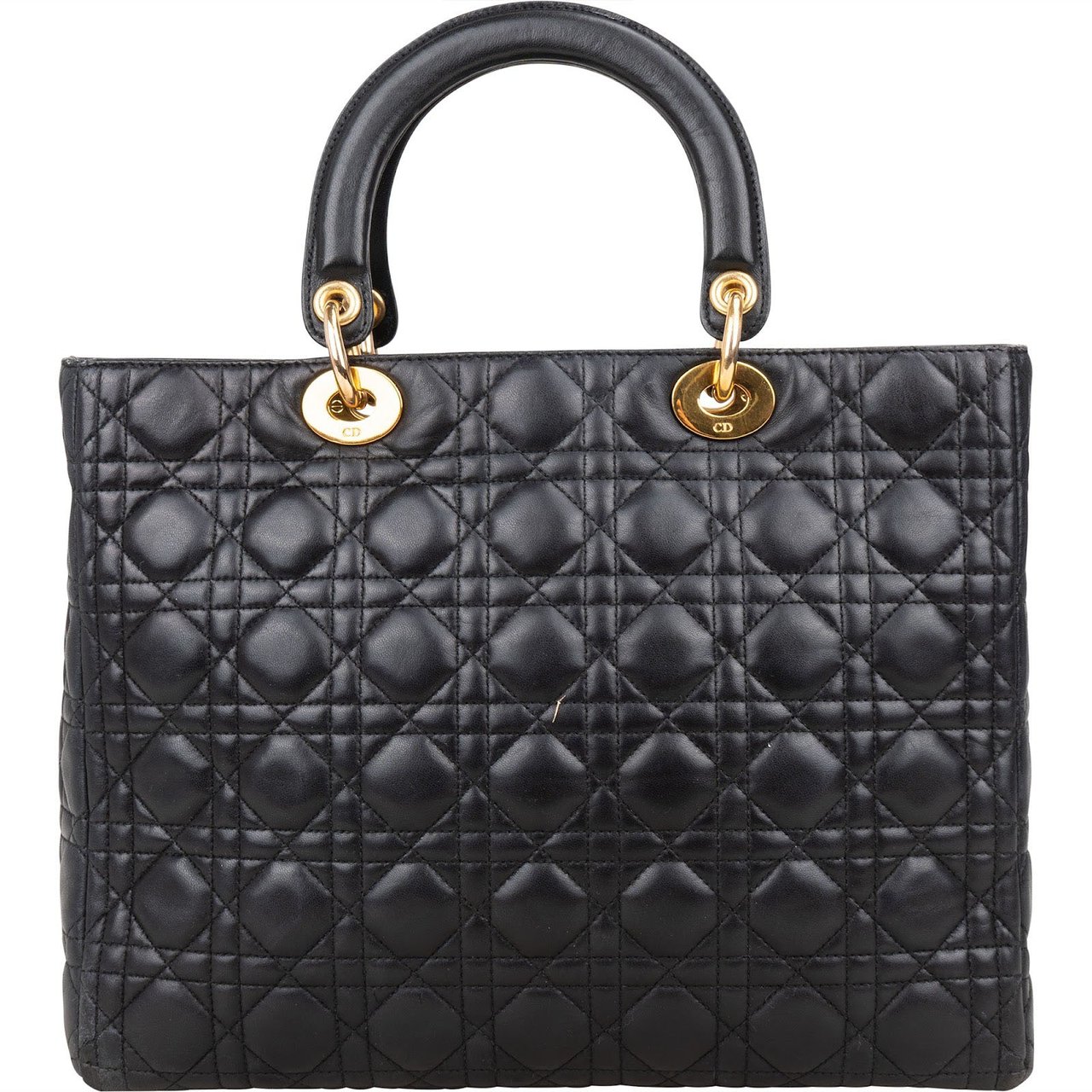 Dior Christian Dior Quilted Leather Lady Dior Handbag Zwart