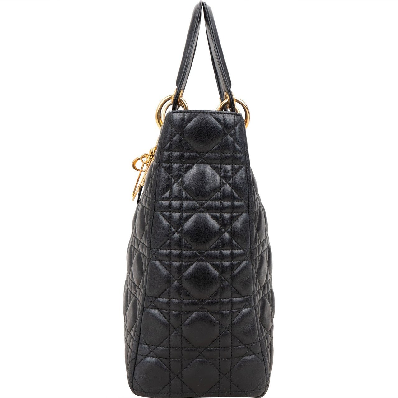 Dior Christian Dior Quilted Leather Lady Dior Handbag Zwart