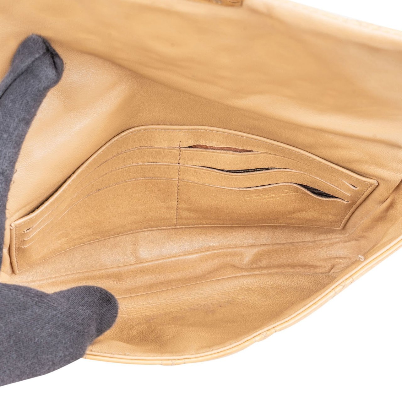 Dior Dior Patent Leather Cannage New Lock Flap Crossbody Bag Geel