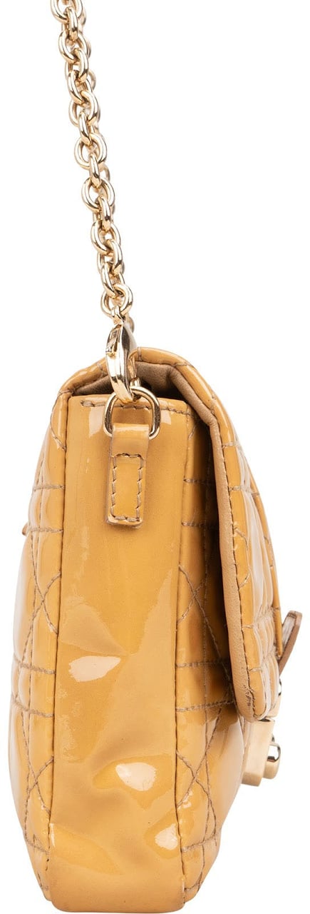 Dior Dior Patent Leather Cannage New Lock Flap Crossbody Bag Geel