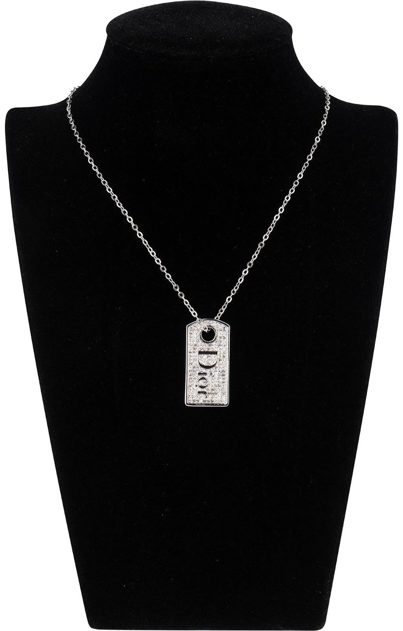 Dior Christian Dior Crystal Dog Tag Necklace Divers