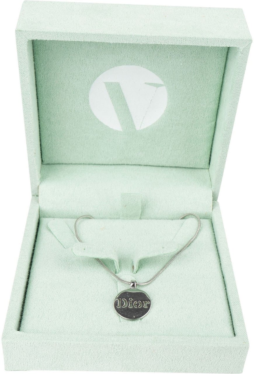 Dior Christian Dior Silver Tone Emblem Pendant Necklace Divers