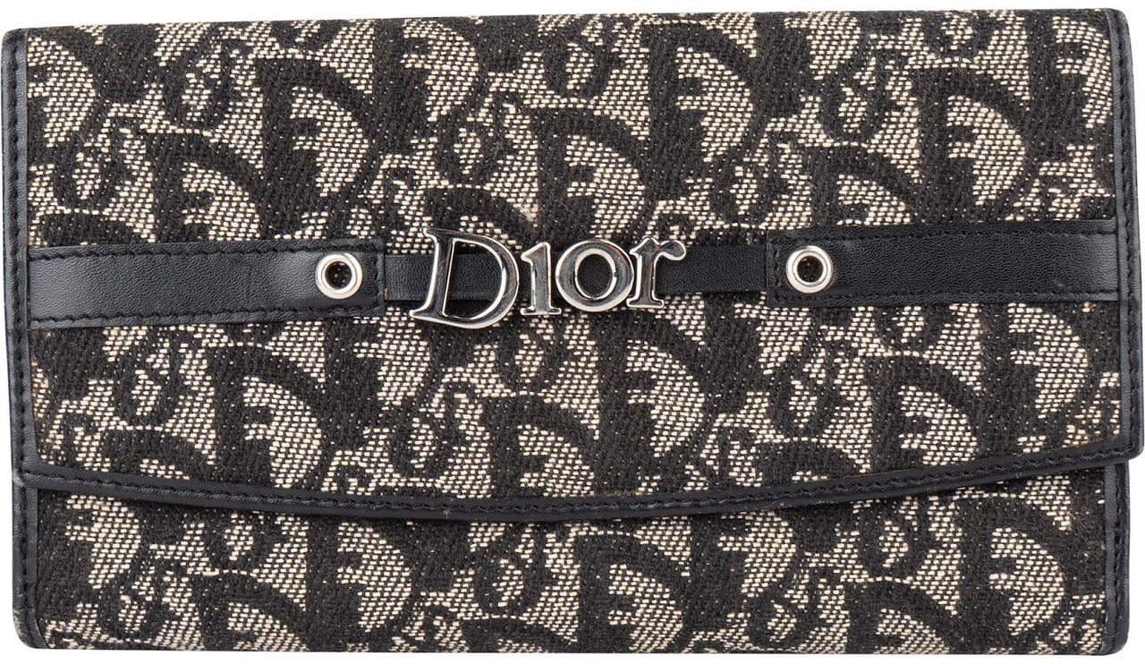 Dior Christian Dior Trotter Monogram Spellout Wallet Zwart