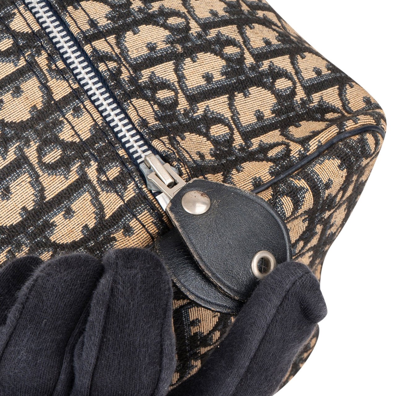 Dior Christian Dior Trotter Monogram Boston 40 Handbag Blauw