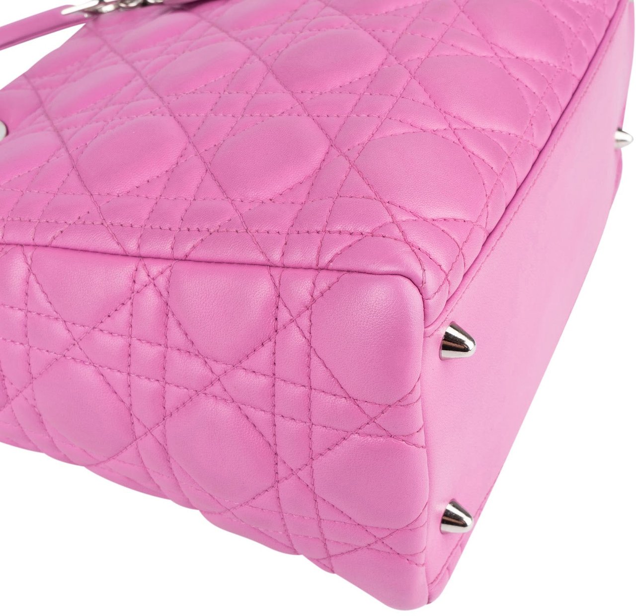 Dior Christian Dior Quilted Leather Lady Dior Handbag Rood