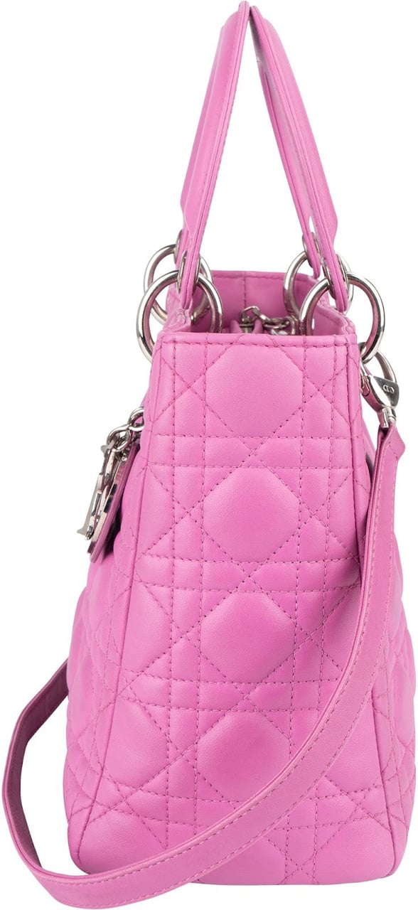 Dior Christian Dior Quilted Leather Lady Dior Handbag Rood