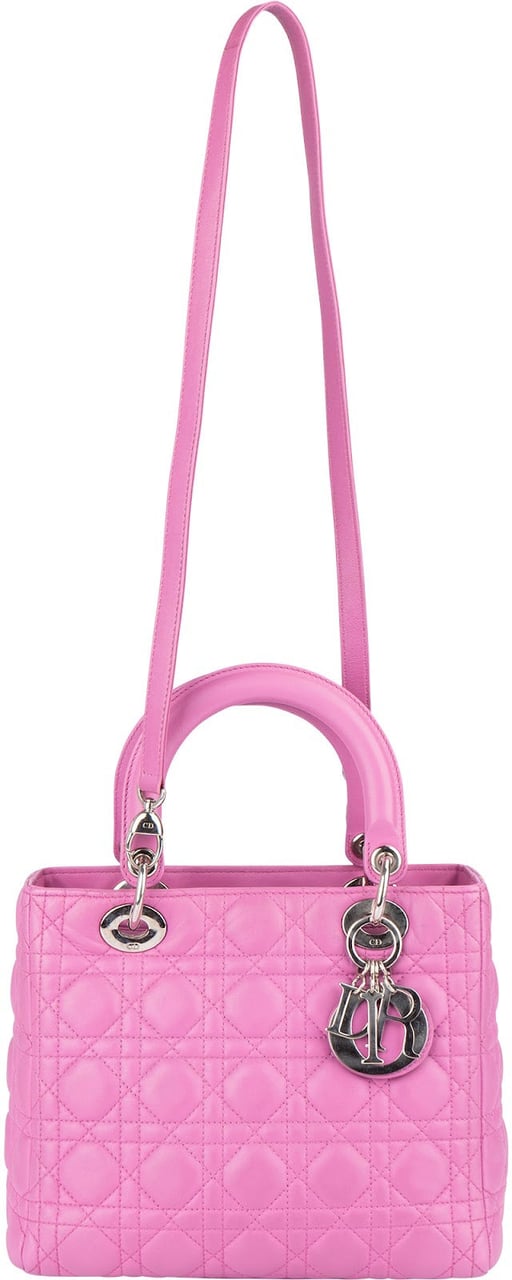 Dior Christian Dior Quilted Leather Lady Dior Handbag Rood