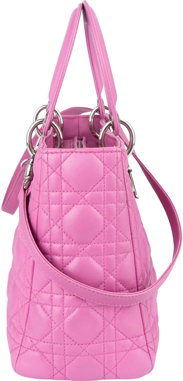 Dior Christian Dior Quilted Leather Lady Dior Handbag Rood