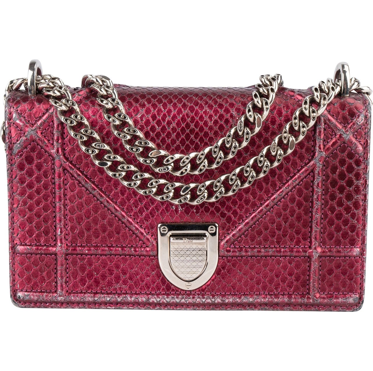 Dior Dior Metallic Python Mini Diorama Crossbody Bag Roze