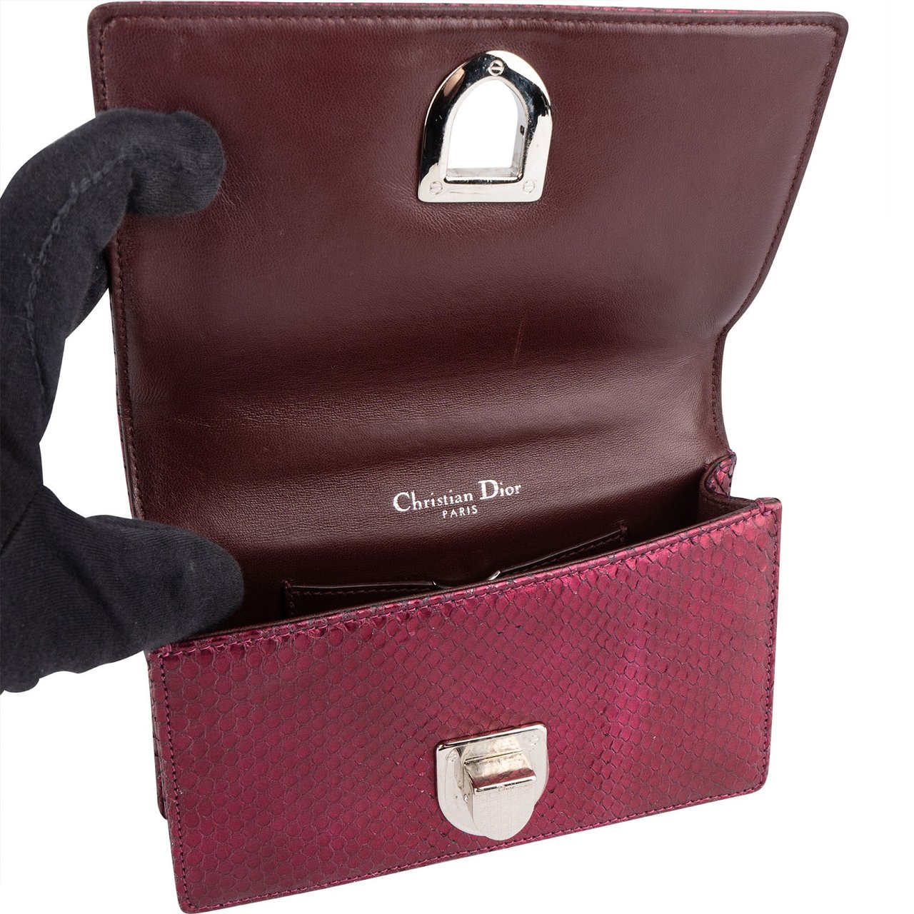 Dior Dior Metallic Python Mini Diorama Crossbody Bag Roze