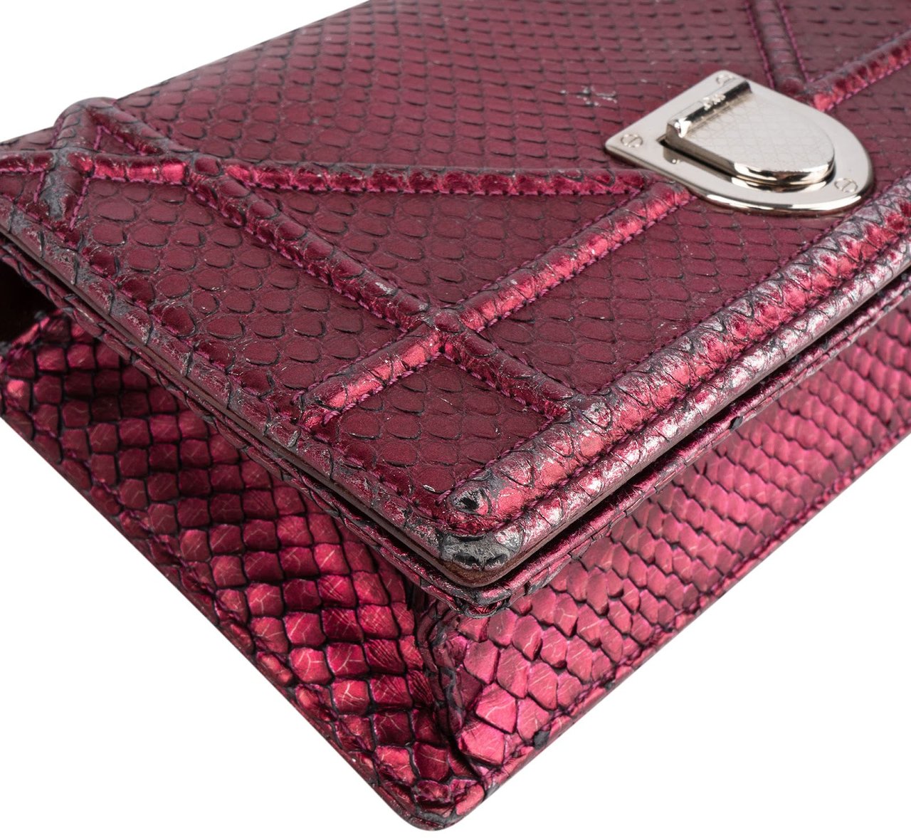 Dior Dior Metallic Python Mini Diorama Crossbody Bag Roze