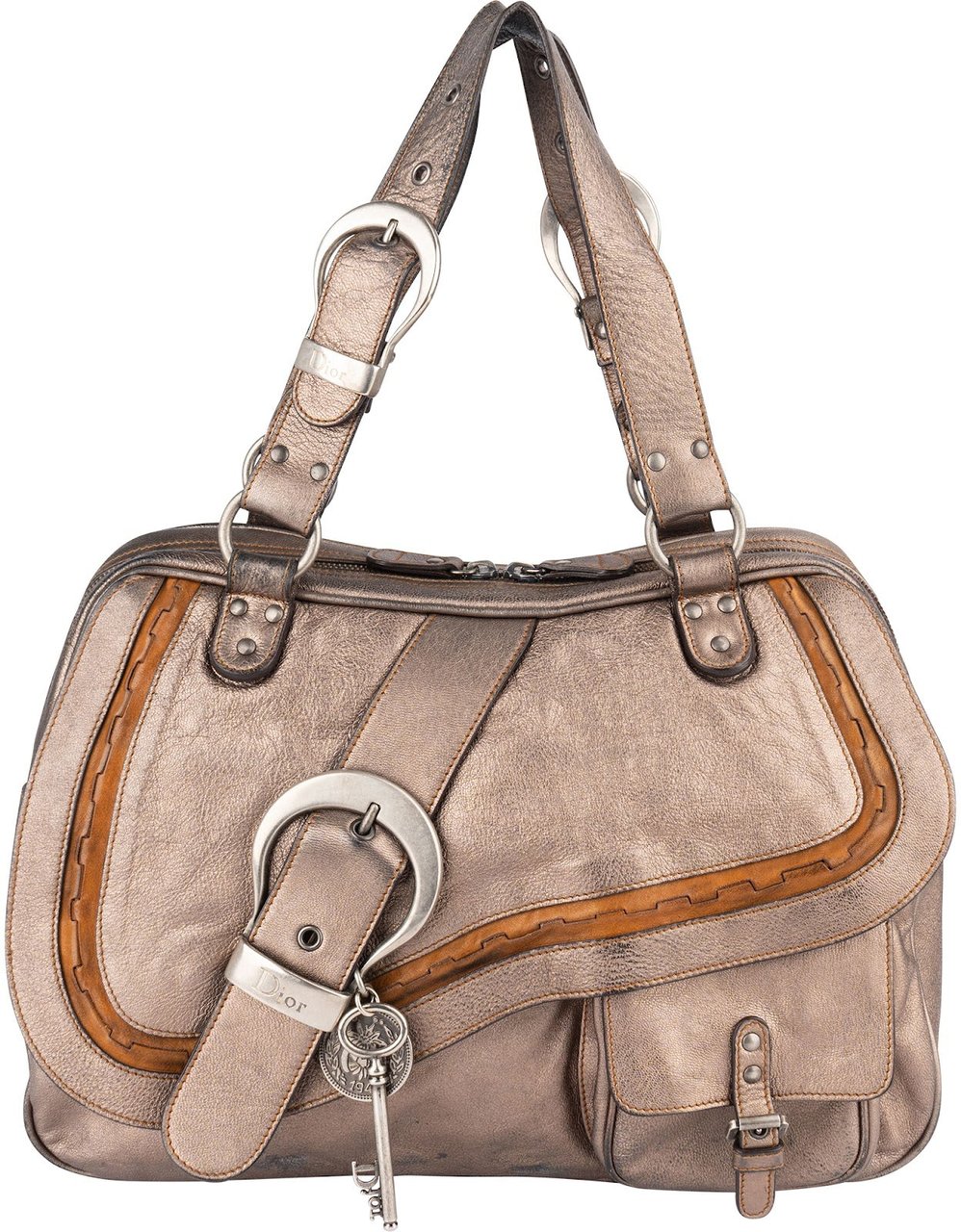 Dior Christian Dior Metallic Leather Gaucho Saddle Handbag Divers
