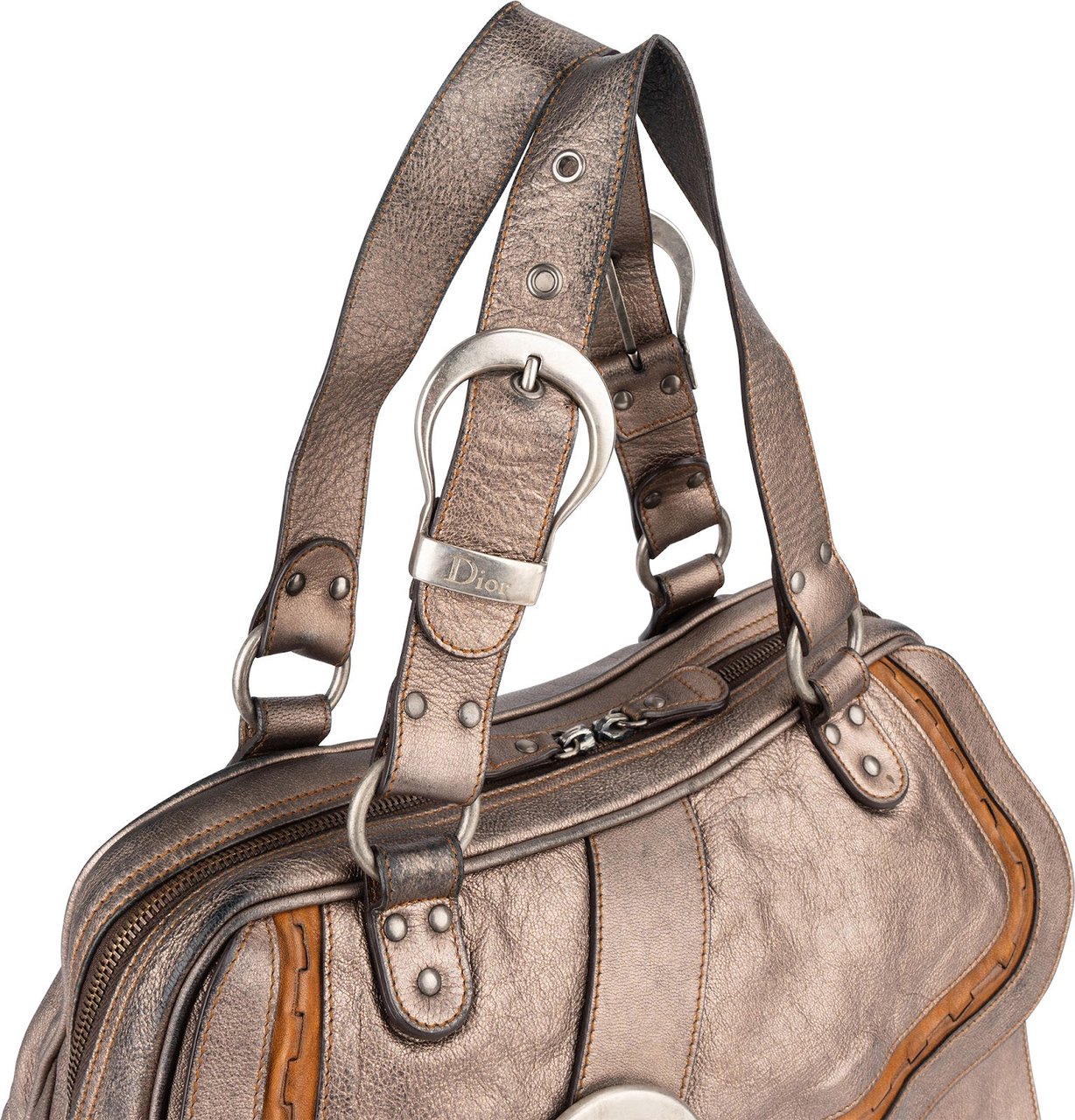 Dior Christian Dior Metallic Leather Gaucho Saddle Handbag Divers