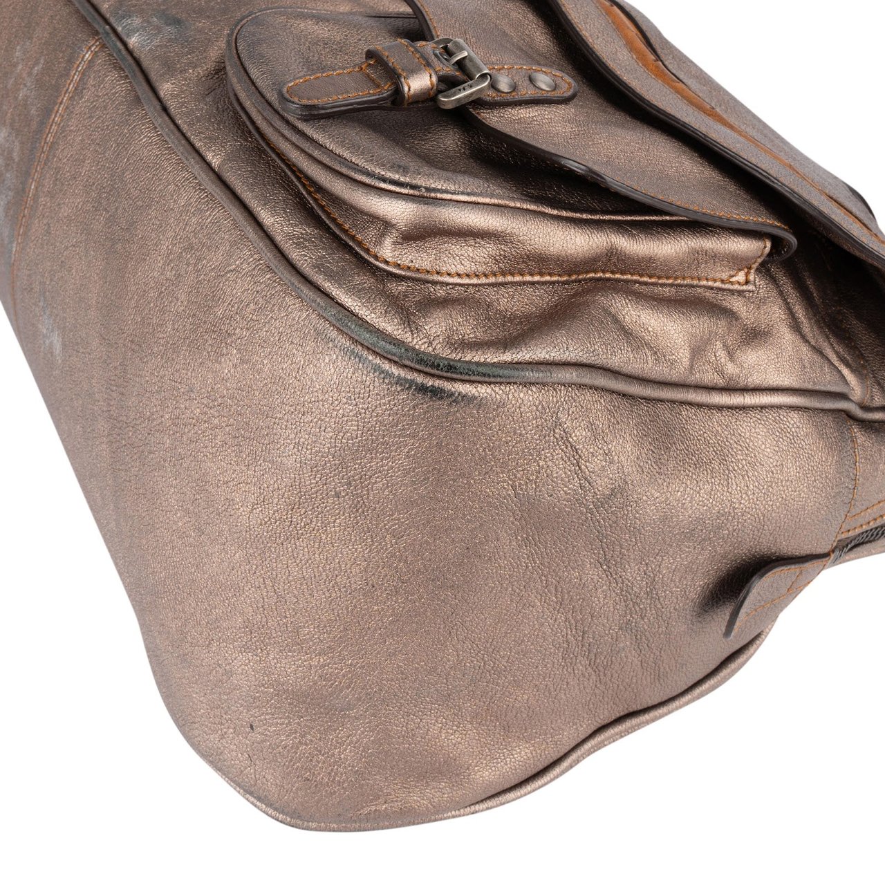 Dior Christian Dior Metallic Leather Gaucho Saddle Handbag Divers