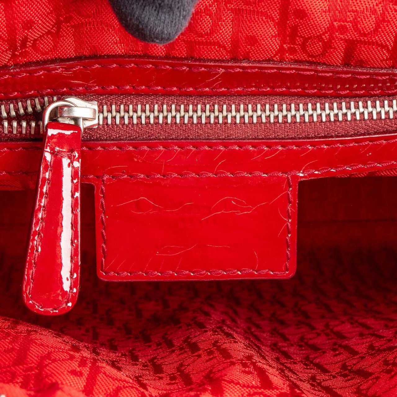 Dior Christian Dior Quilted Patent Leather Lady Dior Handbag Rood