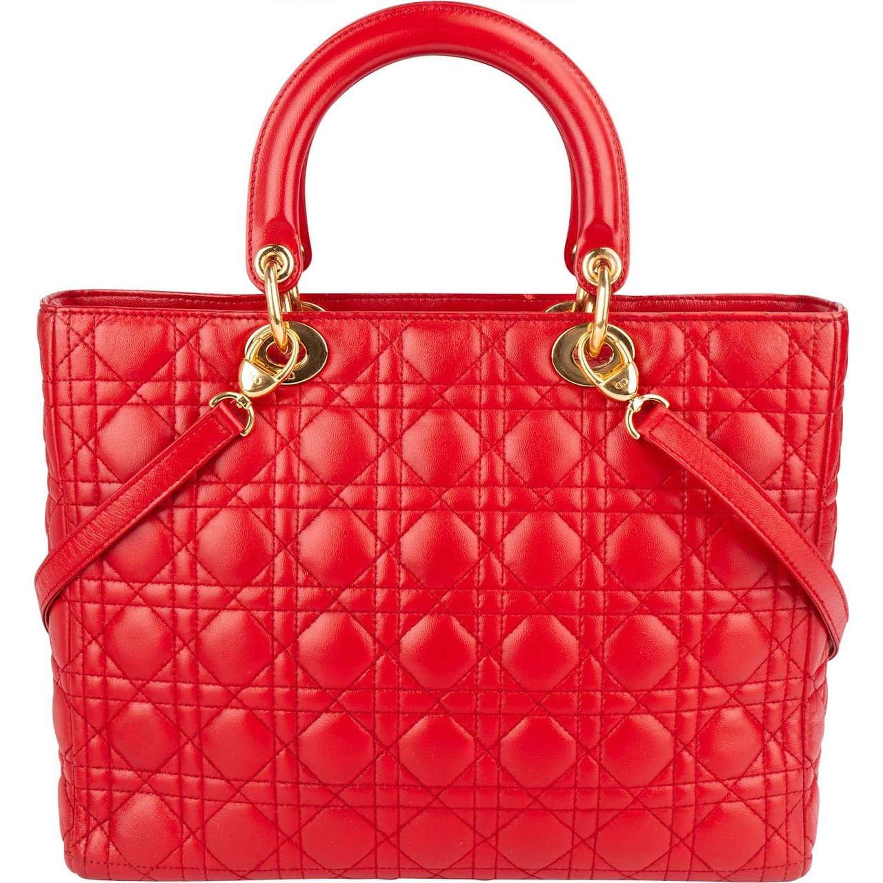 Dior Christian Dior Quilted Leather Lady Dior Handbag Rood