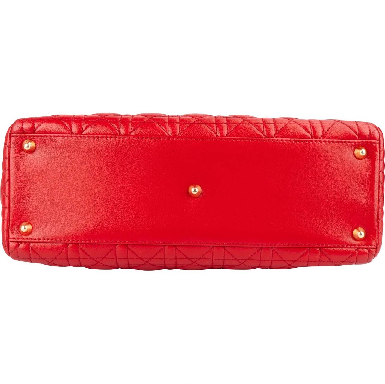 Dior Christian Dior Quilted Leather Lady Dior Handbag Rood