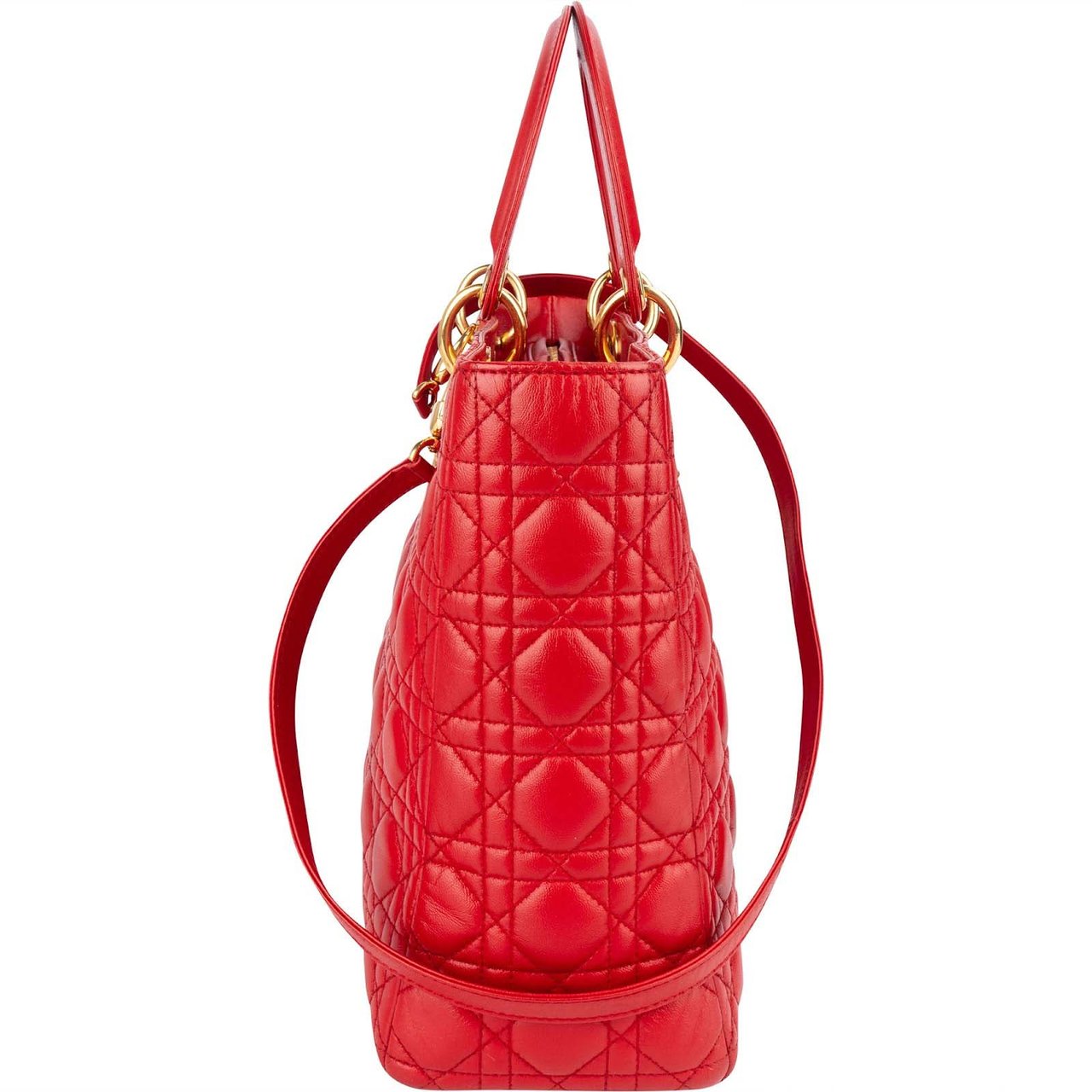 Dior Christian Dior Quilted Leather Lady Dior Handbag Rood