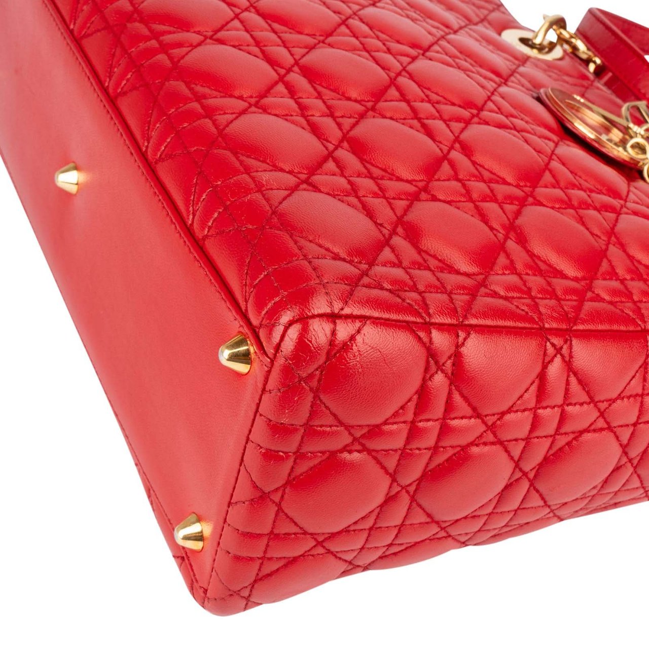 Dior Christian Dior Quilted Leather Lady Dior Handbag Rood