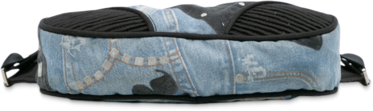 Dior Canvas Printed Denim Crossbody Blauw