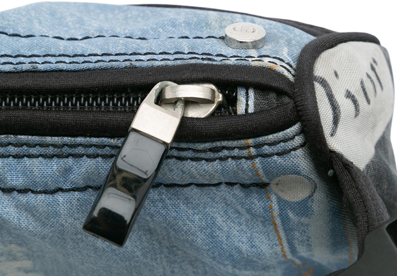 Dior Canvas Printed Denim Crossbody Blauw